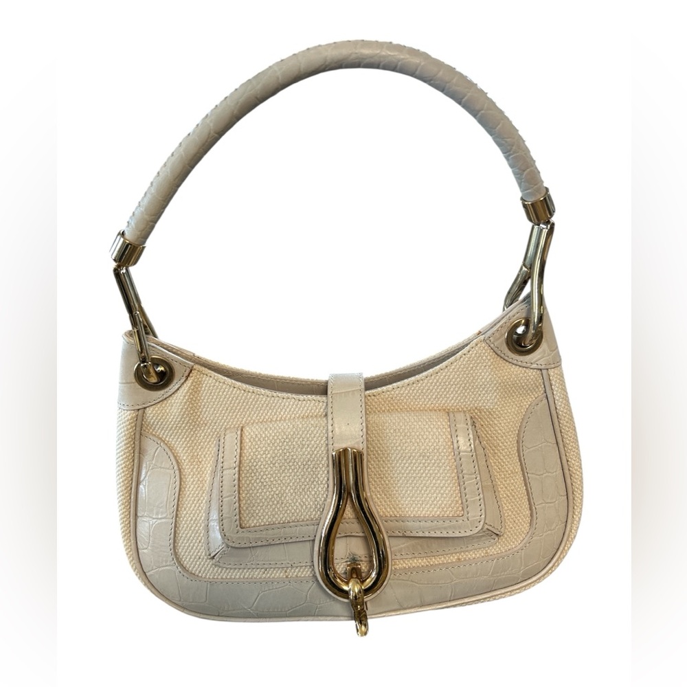 Escada canvas patent leather handbag